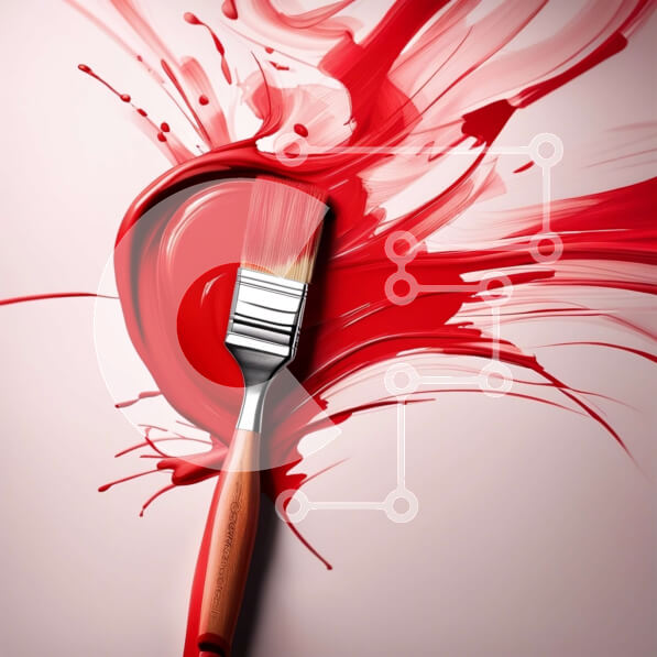 Intra Συλλεκτικό Ξύλινο Παζλ Plywood  4mm - Ζωντανή εικόνα ενός κόκκινου πινέλου με πιτσιλιές χρωμάτων Σε Ξύλινο Κουτί - Διαστάσεις: 10x10 cm – 25 κομμάτια