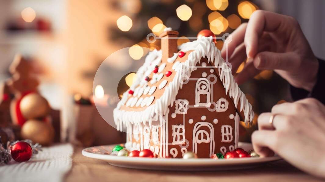 Intra Συλλεκτικό Ξύλινο Παζλ Plywood  4mm - Διακόσμηση σπιτιού με μελόψωμο με χριστουγεννιάτικα δέντρα και στολίδια Σε Ξύλινο Κουτί - Διαστάσεις: 10x10 cm – 25 κομμάτια