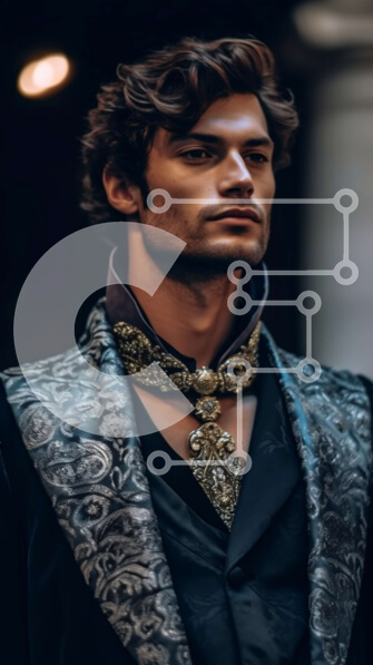 Intra Συλλεκτικό Ξύλινο Παζλ Plywood  4mm - Μοντέρνο ανδρικό μοντέλο σε κεντημένο μαύρο και χρυσό σακάκι Σε Ξύλινο Κουτί - Διαστάσεις Puzzle: 10x10 cm – 25 κομμάτια