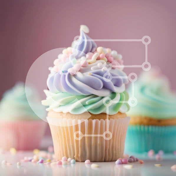 Σετ των 2 Intra Συλλεκτικό Ξύλινο Παζλ Plywood  4mm - Κοντινή όψη ενός πολύχρωμου cupcake με πάγωμα και ψεκασμούς Σε Ξύλινο Κουτί - Διαστάσεις: 10x10 cm – 25 κομμάτια