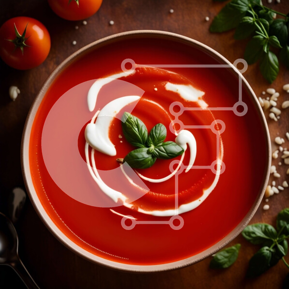 Σετ των 2 Intra Συλλεκτικό Ξύλινο Παζλ Plywood  4mm - Νόστιμη σούπα ντομάτας με κρεμώδη σάλτσα και φρέσκο ​​βασιλικό Σε Ξύλινο Κουτί - Διαστάσεις: 10x10 cm – 25 κομμάτια