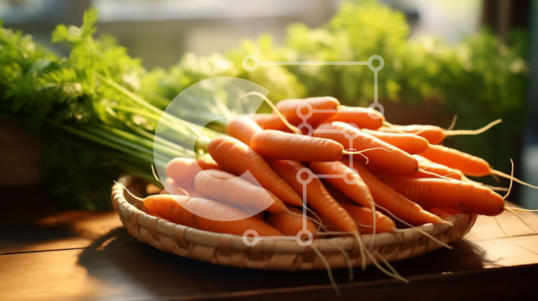 Σετ των 2 Intra Συλλεκτικό Ξύλινο Παζλ Plywood  4mm - Φρέσκα καρότα σε ξύλινο τραπέζι Σε Ξύλινο Κουτί - Διαστάσεις: 10x10 cm – 25 κομμάτια