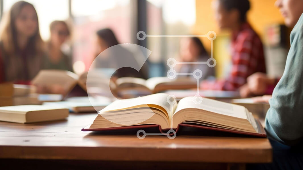 Intra Συλλεκτικό Ξύλινο Παζλ Plywood  4mm - Ανοίξτε το βιβλίο σε ένα ξύλινο τραπέζι με μαθητές Σε Ξύλινο Κουτί - Διαστάσεις Puzzle: 10x10 cm – 25 κομμάτια