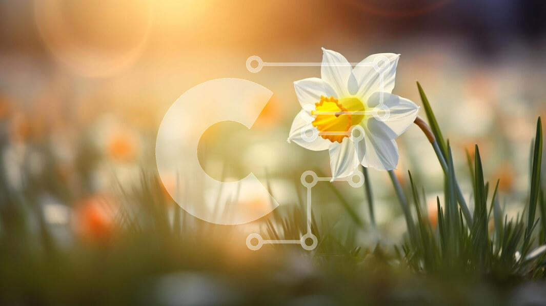 Intra Συλλεκτικό Ξύλινο Παζλ Plywood  4mm - Λευκός ασφόδελος σε ένα χωράφι με πορτοκαλί και κίτρινα λουλούδια Σε Ξύλινο Κουτί - Διαστάσεις: 10x10 cm – 25 κομμάτια