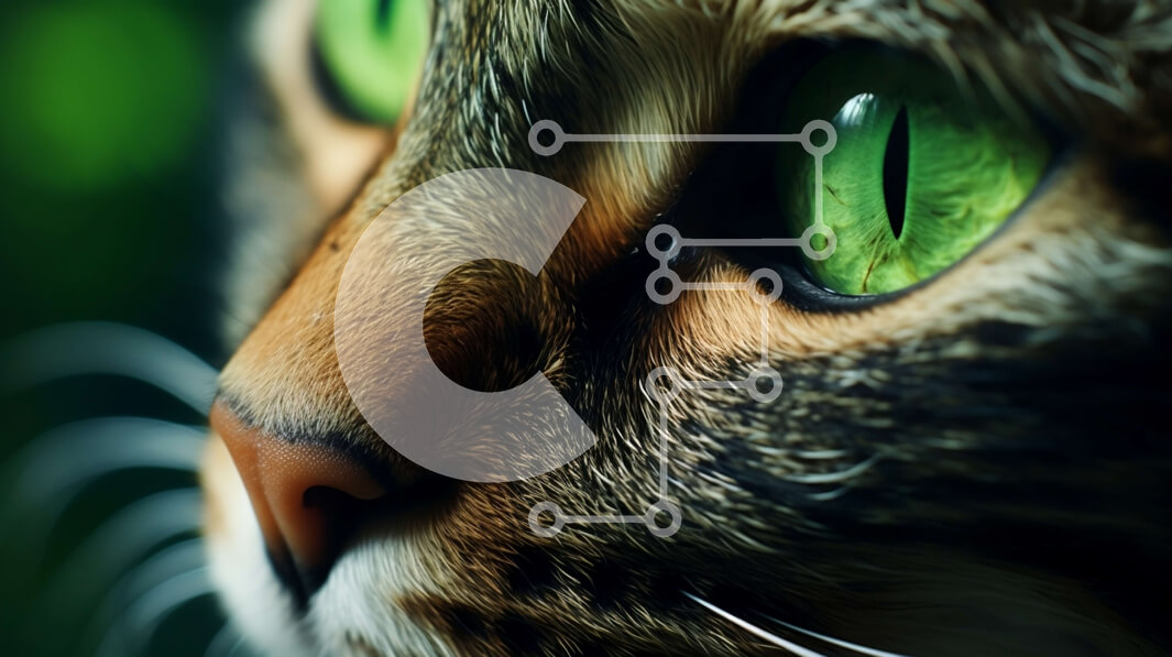 Intra Συλλεκτικό Ξύλινο Παζλ Plywood  4mm - Όμορφη κοντινή εικόνα του προσώπου μιας γάτας με πράσινα μάτια Σε Ξύλινο Κουτί - Διαστάσεις: 10x10 cm – 25 κομμάτια