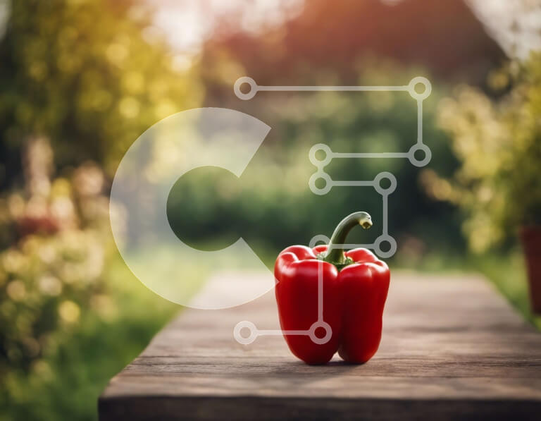 Σετ των 2 Intra Συλλεκτικό Ξύλινο Παζλ Plywood  4mm - Φρέσκο ​​κόκκινο πιπέρι σε ξύλινο τραπέζι στον κήπο Σε Ξύλινο Κουτί - Διαστάσεις: 10x10 cm – 25 κομμάτια