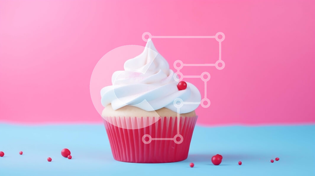 Σετ των 2 Intra Συλλεκτικό Ξύλινο Παζλ Plywood  4mm - Νόστιμο cupcake με λευκό γλάσο σε μπλε επιφάνεια Σε Ξύλινο Κουτί - Διαστάσεις: 10x10 cm – 25 κομμάτια