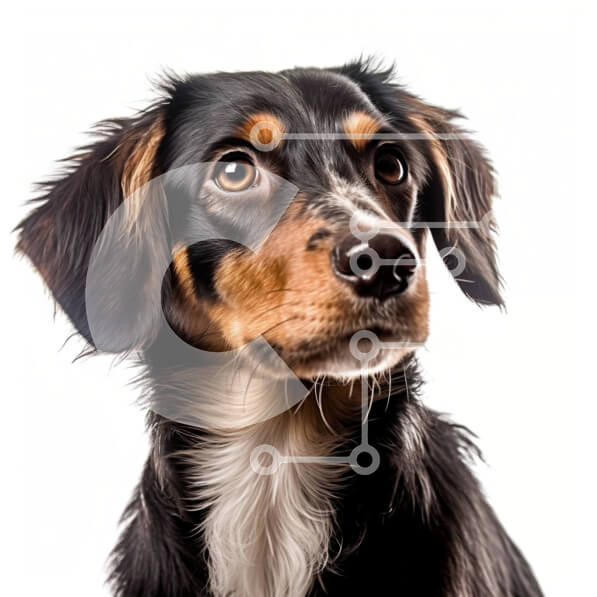 Intra Συλλεκτικό Ξύλινο Παζλ Plywood  4mm - Αξιολάτρευτη εικόνα καφέ και μαύρου σκύλου με αφράτη ουρά Σε Ξύλινο Κουτί - Διαστάσεις: 10x10 cm – 25 κομμάτια