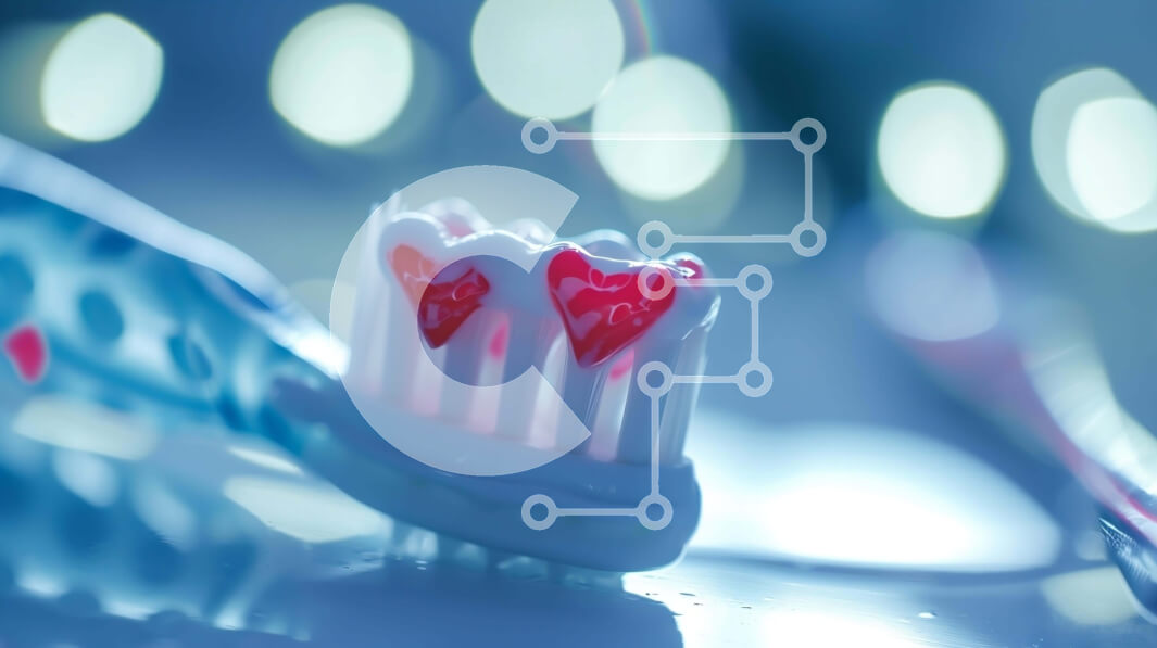 Intra Συλλεκτικό Ξύλινο Παζλ Plywood  4mm - Οδοντόβουρτσα με κόκκινες καρδιές ζωγραφισμένες πάνω της Σε Ξύλινο Κουτί - Διαστάσεις Puzzle: 10x10 cm – 25 κομμάτια