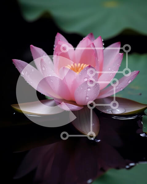 Intra Συλλεκτικό Ξύλινο Παζλ Plywood  4mm - Όμορφη εικόνα ενός ροζ λουλουδιού λωτού σε σκούρο νερό με μαξιλαράκια κρίνου Σε Ξύλινο Κουτί - Διαστάσεις: 10x10 cm – 25 κομμάτια