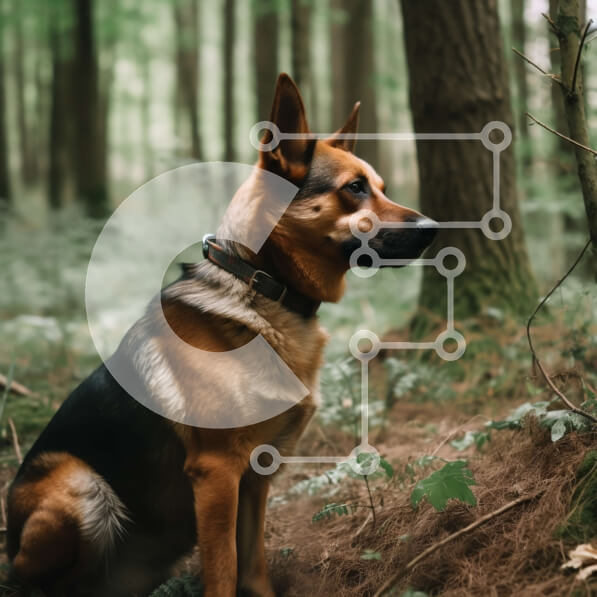 Intra Συλλεκτικό Ξύλινο Παζλ Plywood  4mm - Όμορφη εικόνα ενός γερμανικού ποιμενικού σκύλου στο δάσος Σε Ξύλινο Κουτί - Διαστάσεις: 10x10 cm – 25 κομμάτια