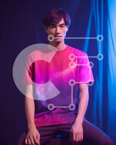 Intra Συλλεκτικό Ξύλινο Παζλ Plywood  4mm - Άνδρας με μπλουζάκι Galaxy που κάθεται σε μια καρέκλα με μπλε φως Σε Ξύλινο Κουτί - Διαστάσεις Puzzle: 10x10 cm – 25 κομμάτια