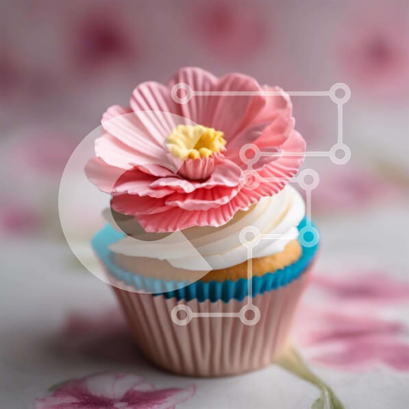 Σετ των 2 Intra Συλλεκτικό Ξύλινο Παζλ Plywood  4mm - Κομψό Cupcake με ροζ λουλούδι διακόσμηση Σε Ξύλινο Κουτί - Διαστάσεις: 10x10 cm – 25 κομμάτια