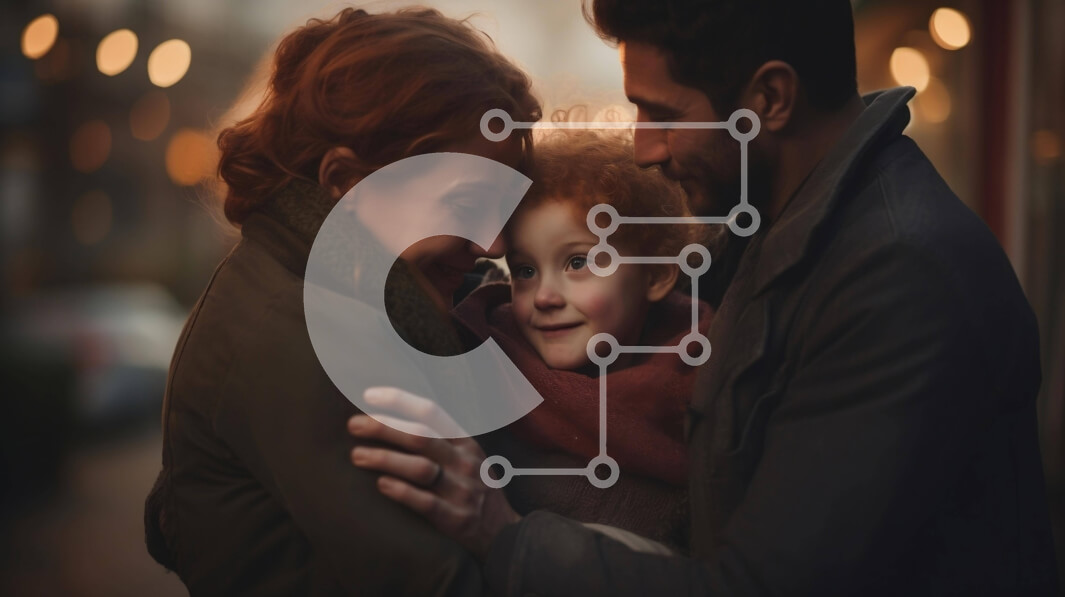 Intra Συλλεκτικό Ξύλινο Παζλ Plywood  4mm - Οικογενειακή αγκαλιά στην Urban Street Σε Ξύλινο Κουτί - Διαστάσεις Puzzle: 10x10 cm – 25 κομμάτια