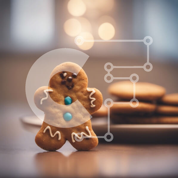 Σετ των 2 Intra Συλλεκτικό Ξύλινο Παζλ Plywood  4mm - Gingerbread Man και Χριστουγεννιάτικα μπισκότα σε ένα εορταστικό τραπέζι Σε Ξύλινο Κουτί - Διαστάσεις: 10x10 cm – 25 κομμάτια