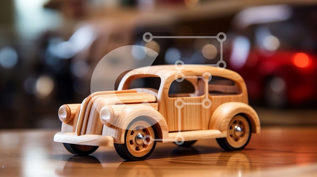 Intra Συλλεκτικό Ξύλινο Παζλ Plywood  4mm - Vintage ξύλινο αυτοκίνητο παιχνιδιών σε ξύλινο τραπέζι Σε Ξύλινο Κουτί - Διαστάσεις: 10x10 cm – 25 κομμάτια