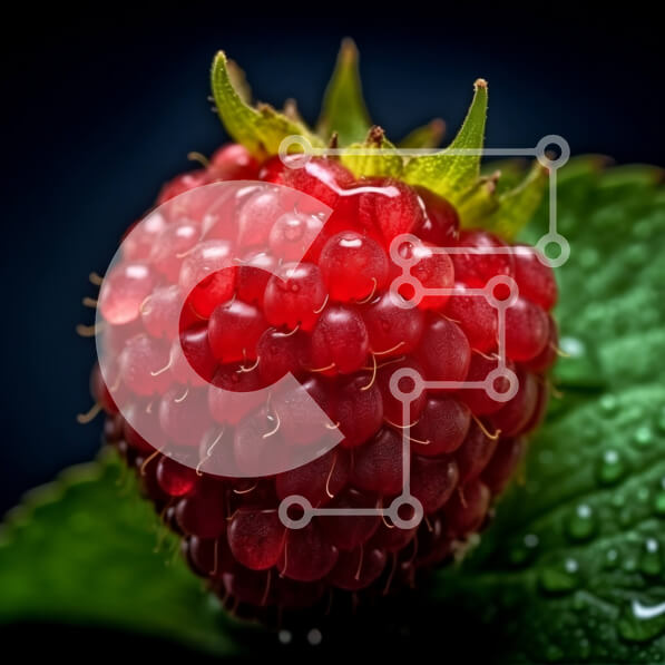 Σετ των 2 Intra Συλλεκτικό Ξύλινο Παζλ Plywood  4mm - Κοντινή εικόνα του κόκκινου βατόμουρου με σταγονίδια νερού στο φύλλο Σε Ξύλινο Κουτί - Διαστάσεις: 10x10 cm – 25 κομμάτια