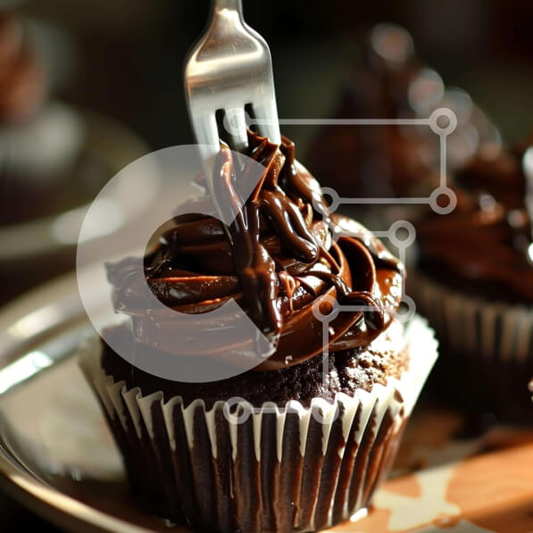 Σετ των 2 Intra Συλλεκτικό Ξύλινο Παζλ Plywood  4mm - Λαχταριστό Cupcake σοκολάτας με σάλτσα σοκολάτας Σε Ξύλινο Κουτί - Διαστάσεις: 10x10 cm – 25 κομμάτια