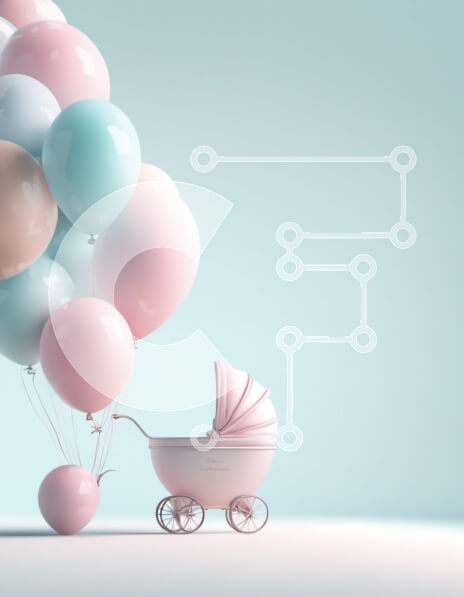 Intra Συλλεκτικό Ξύλινο Παζλ Plywood  4mm - Καρότσι με ροζ και μπλε μπαλόνια Σε Ξύλινο Κουτί - Διαστάσεις Puzzle: 10x10 cm – 25 κομμάτια