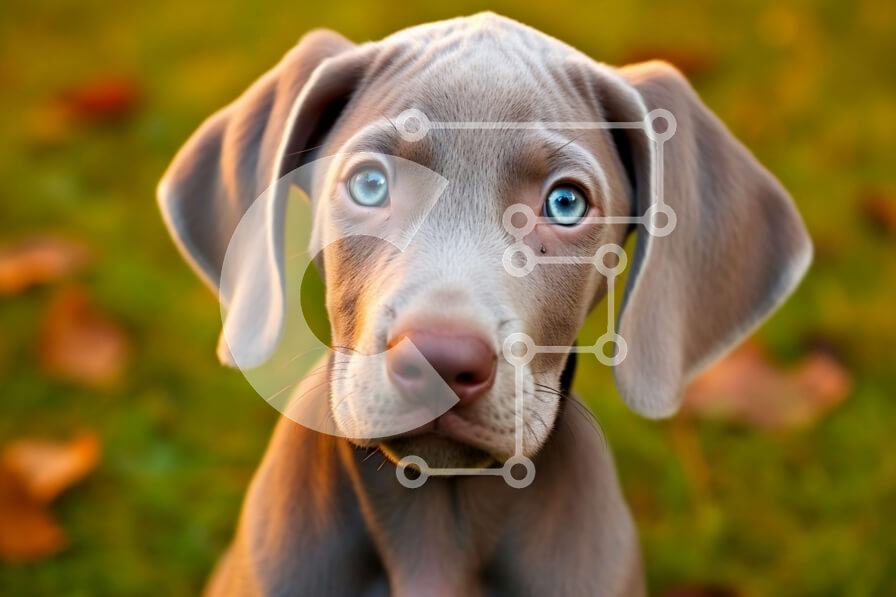 Σετ των 2 Intra Συλλεκτικό Ξύλινο Παζλ Plywood  4mm - Αξιολάτρευτη εικόνα μικρού γκρίζου σκύλου με μπλε μάτια και χνουδωτό τρίχωμα Σε Ξύλινο Κουτί - Διαστάσεις: 10x10 cm – 25 κομμάτια