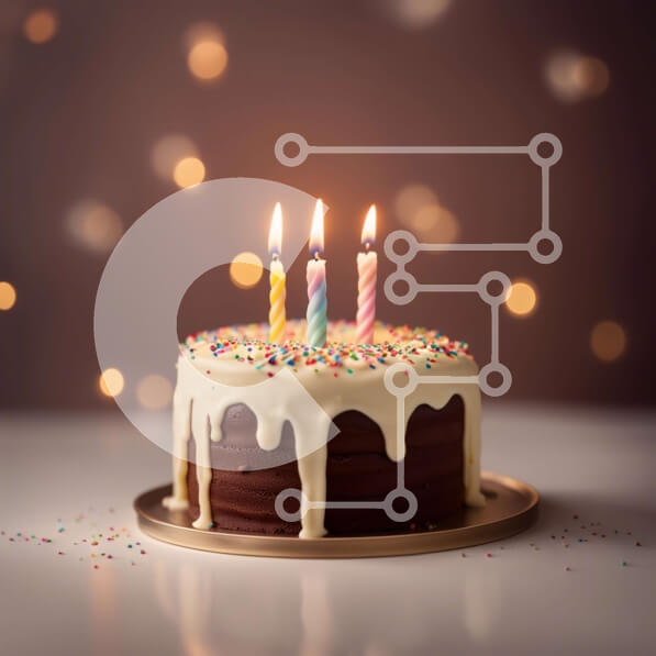 Σετ των 2 Intra Συλλεκτικό Ξύλινο Παζλ Plywood  4mm - Λαχταριστή τούρτα γενεθλίων με αναμμένα κεριά και πολύχρωμα πασπάλισμα Σε Ξύλινο Κουτί - Διαστάσεις: 10x10 cm – 25 κομμάτια