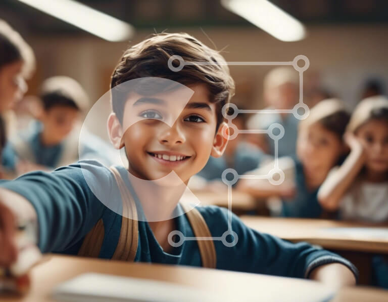 Intra Συλλεκτικό Ξύλινο Παζλ Plywood  4mm - Νεαρό αγόρι στην τάξη του δημοτικού σχολείου Σε Ξύλινο Κουτί - Διαστάσεις Puzzle: 10x10 cm – 25 κομμάτια