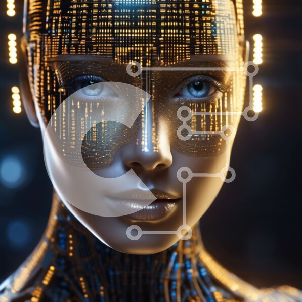 Intra Συλλεκτικό Ξύλινο Παζλ Plywood  4mm - Θηλυκό ρομπότ με λαμπερά μάτια και τεχνητό πρόσωπο Σε Ξύλινο Κουτί - Διαστάσεις Puzzle: 10x10 cm – 25 κομμάτια