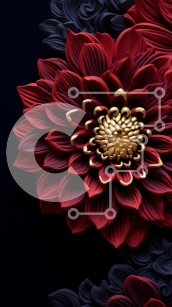 Σετ των 2 Intra Συλλεκτικό Ξύλινο Παζλ Plywood  4mm - Κοντινό πλάνο ενός κόκκινου λουλουδιού με χρυσό κέντρο Σε Ξύλινο Κουτί - Διαστάσεις: 10x10 cm – 25 κομμάτια