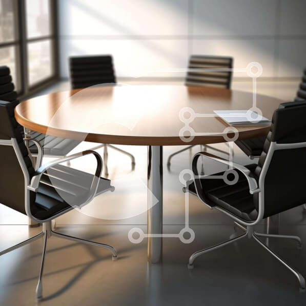 Intra Συλλεκτικό Ξύλινο Παζλ Plywood  4mm - Στρογγυλό Ξύλινο Τραπέζι με Μαύρες Δερμάτινες Καρέκλες και Βιβλία Σε Ξύλινο Κουτί - Διαστάσεις Puzzle: 10x10 cm – 25 κομμάτια