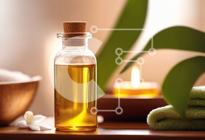 Intra Συλλεκτικό Ξύλινο Παζλ Plywood  4mm - Αιθέριο έλαιο με πράσινα φύλλα και λευκά άνθη Σε Ξύλινο Κουτί - Διαστάσεις Puzzle: 10x10 cm – 25 κομμάτια