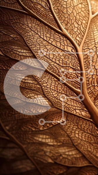 Σετ των 2 Intra Συλλεκτικό Ξύλινο Παζλ Plywood  4mm - Περίπλοκη κοντινή φωτογραφία ενός καφέ φύλλου με ορατές φλέβες Σε Ξύλινο Κουτί - Διαστάσεις: 10x10 cm – 25 κομμάτια