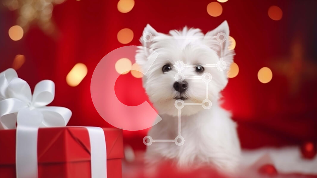 Σετ των 2 Intra Συλλεκτικό Ξύλινο Παζλ Plywood  4mm - Περίεργος σκύλος Westie με ανοιχτό κόκκινο κουτί δώρου Σε Ξύλινο Κουτί - Διαστάσεις: 10x10 cm – 25 κομμάτια