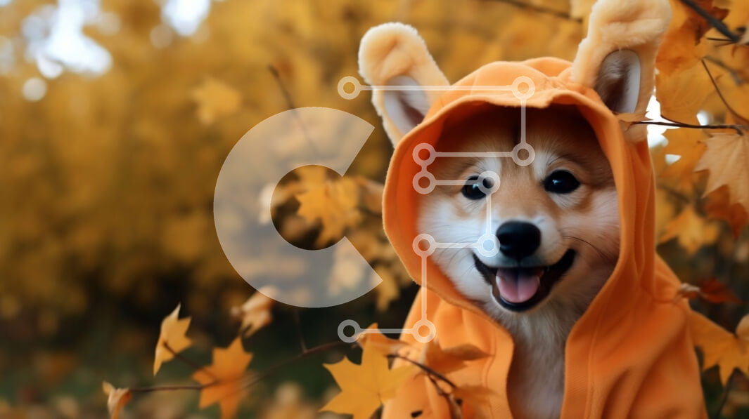 Intra Συλλεκτικό Ξύλινο Παζλ Plywood  4mm - Χαμογελαστός σκύλος με πορτοκαλί κουκούλα Σε Ξύλινο Κουτί - Διαστάσεις: 10x10 cm – 25 κομμάτια