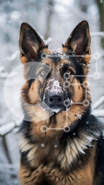 Σετ των 2 Intra Συλλεκτικό Ξύλινο Παζλ Plywood  4mm - Γερμανικός Ποιμενικός Σκύλος στο Χιόνι Σε Ξύλινο Κουτί - Διαστάσεις: 10x10 cm – 25 κομμάτια