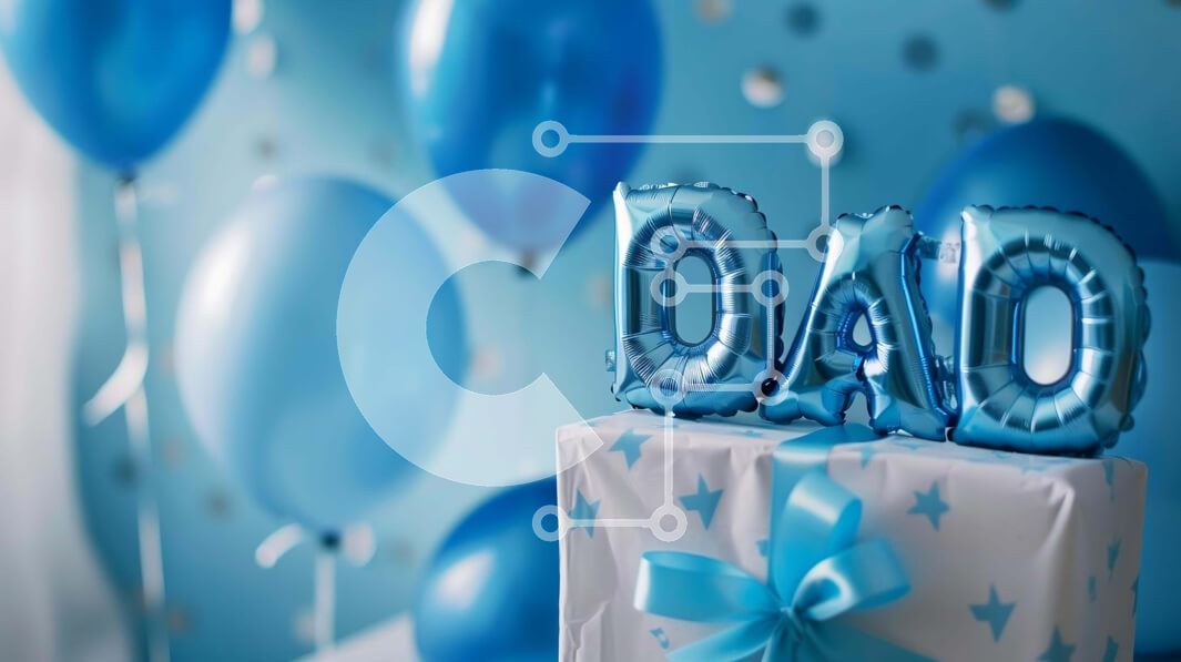 Intra Συλλεκτικό Ξύλινο Παζλ Plywood  4mm - Γιορτή ημέρας του πατέρα ή γενεθλίων με μπλε μπαλόνι και δώρα Σε Ξύλινο Κουτί - Διαστάσεις: 10x10 cm – 25 κομμάτια