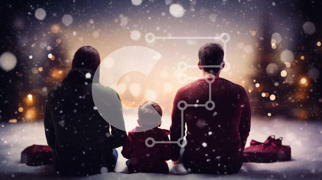 Intra Συλλεκτικό Ξύλινο Παζλ Plywood  4mm - Οικογένεια που γιορτάζει τις διακοπές στο χιόνι Σε Ξύλινο Κουτί - Διαστάσεις: 10x10 cm – 25 κομμάτια