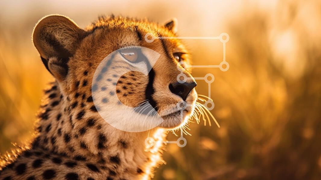 Intra Συλλεκτικό Ξύλινο Παζλ Plywood  4mm - Τσιτάχ κάθεται στο γρασίδι και κοιτάζει την απόσταση Σε Ξύλινο Κουτί - Διαστάσεις: 10x10 cm – 25 κομμάτια