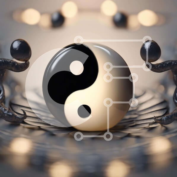 Intra Συλλεκτικό Ξύλινο Παζλ Plywood  4mm - Ασπρόμαυρο σύμβολο Yin-Yang με διακοσμημένο κύκλο Σε Ξύλινο Κουτί - Διαστάσεις Puzzle: 10x10 cm – 25 κομμάτια