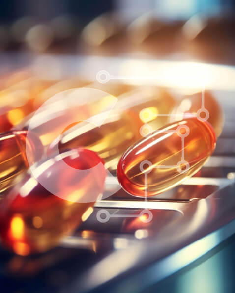 Intra Συλλεκτικό Ξύλινο Παζλ Plywood  4mm - Μεταφορική Ζώνη με Πορτοκαλί και Κίτρινες Κάψουλες Φαρμακευτικής Παραγωγής Σε Ξύλινο Κουτί - Διαστάσεις Puzzle: 10x10 cm – 25 κομμάτια