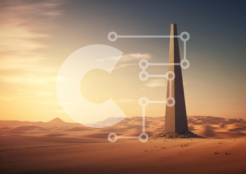 Intra Συλλεκτικό Ξύλινο Παζλ Plywood  4mm - Αρχαίος οβελίσκος στο τοπίο της ερήμου Σε Ξύλινο Κουτί - Διαστάσεις Puzzle: 10x10 cm – 25 κομμάτια