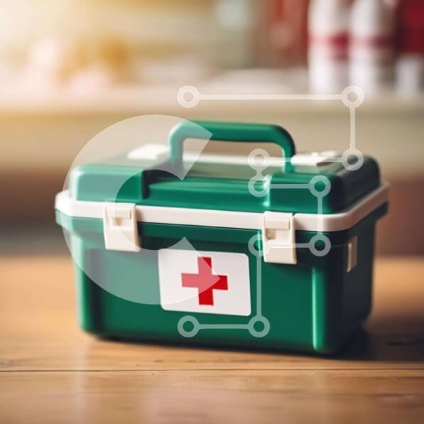 Intra Συλλεκτικό Ξύλινο Παζλ Plywood  4mm - Κουτί πρώτων βοηθειών σε ξύλινο τραπέζι Σε Ξύλινο Κουτί - Διαστάσεις Puzzle: 10x10 cm – 25 κομμάτια