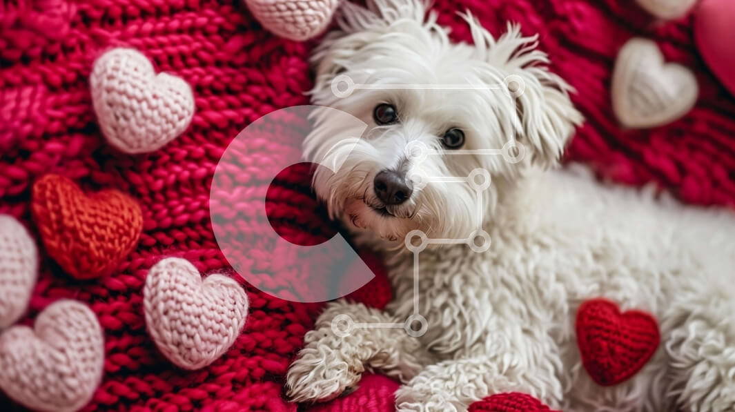 Σετ των 2 Intra Συλλεκτικό Ξύλινο Παζλ Plywood  4mm - Χαριτωμένο λευκό σκυλί σε κουβέρτες σε σχήμα καρδιάς Σε Ξύλινο Κουτί - Διαστάσεις: 10x10 cm – 25 κομμάτια