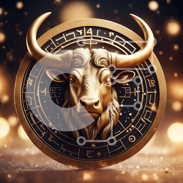 Intra Συλλεκτικό Ξύλινο Παζλ Plywood  4mm - Χρυσή κεφαλή ταύρου ζωδίου νόμισμα Ταύρου Σε Ξύλινο Κουτί - Διαστάσεις Puzzle: 10x10 cm – 25 κομμάτια