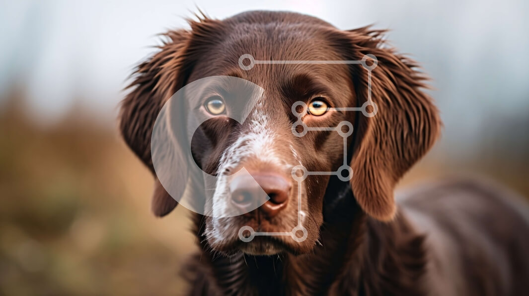 Σετ των 2 Intra Συλλεκτικό Ξύλινο Παζλ Plywood  4mm - Σοβαρό καφέ σκυλί με λευκές κηλίδες Σε Ξύλινο Κουτί - Διαστάσεις: 10x10 cm – 25 κομμάτια