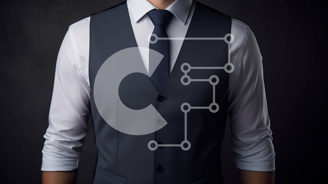 Intra Συλλεκτικό Ξύλινο Παζλ Plywood  4mm - Άνδρας που φορά σκούρο μπλε γιλέκο και λευκό πουκάμισο με μαύρη γραβάτα Σε Ξύλινο Κουτί - Διαστάσεις Puzzle: 10x10 cm – 25 κομμάτια