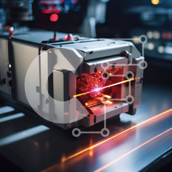 Intra Συλλεκτικό Ξύλινο Παζλ Plywood  4mm - Κόκκινη συσκευή λέιζερ στην επιστήμη και την τεχνολογία Σε Ξύλινο Κουτί - Διαστάσεις Puzzle: 10x10 cm – 25 κομμάτια