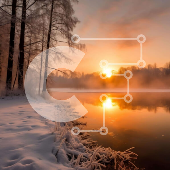 Intra Συλλεκτικό Ξύλινο Παζλ Plywood  4mm - Γραφική χιονισμένη λίμνη στο ηλιοβασίλεμα Σε Ξύλινο Κουτί - Διαστάσεις: 10x10 cm – 25 κομμάτια