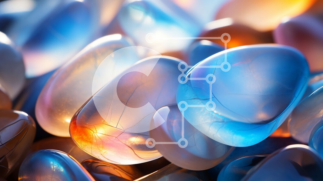 Intra Συλλεκτικό Ξύλινο Παζλ Plywood  4mm - Σωρός με ζωηρές μπλε και πορτοκαλί πέτρες Σε Ξύλινο Κουτί - Διαστάσεις Puzzle: 10x10 cm – 25 κομμάτια