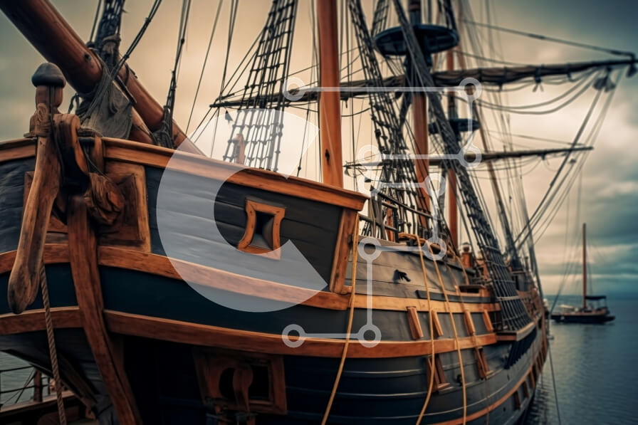 Intra Συλλεκτικό Ξύλινο Παζλ Plywood  4mm - Νοσταλγική εικόνα ενός παλαιού ιστιοφόρου στο λιμάνι Σε Ξύλινο Κουτί - Διαστάσεις Puzzle: 10x10 cm – 25 κομμάτια