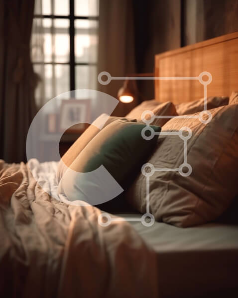 Intra Συλλεκτικό Ξύλινο Παζλ Plywood  4mm - Άνετο υπνοδωμάτιο με κρεβάτι, μαξιλάρια και φωτιστικό Σε Ξύλινο Κουτί - Διαστάσεις Puzzle: 10x10 cm – 25 κομμάτια